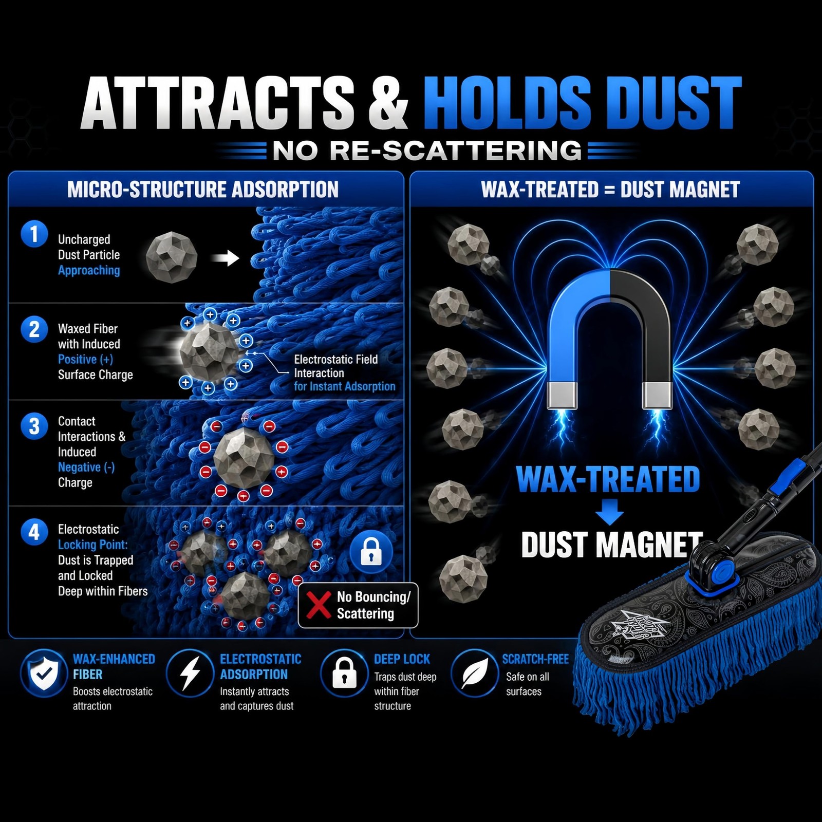 Car Duster Exterior & Interior Duster Aluminum Alloy Extendable Handle and Wa…