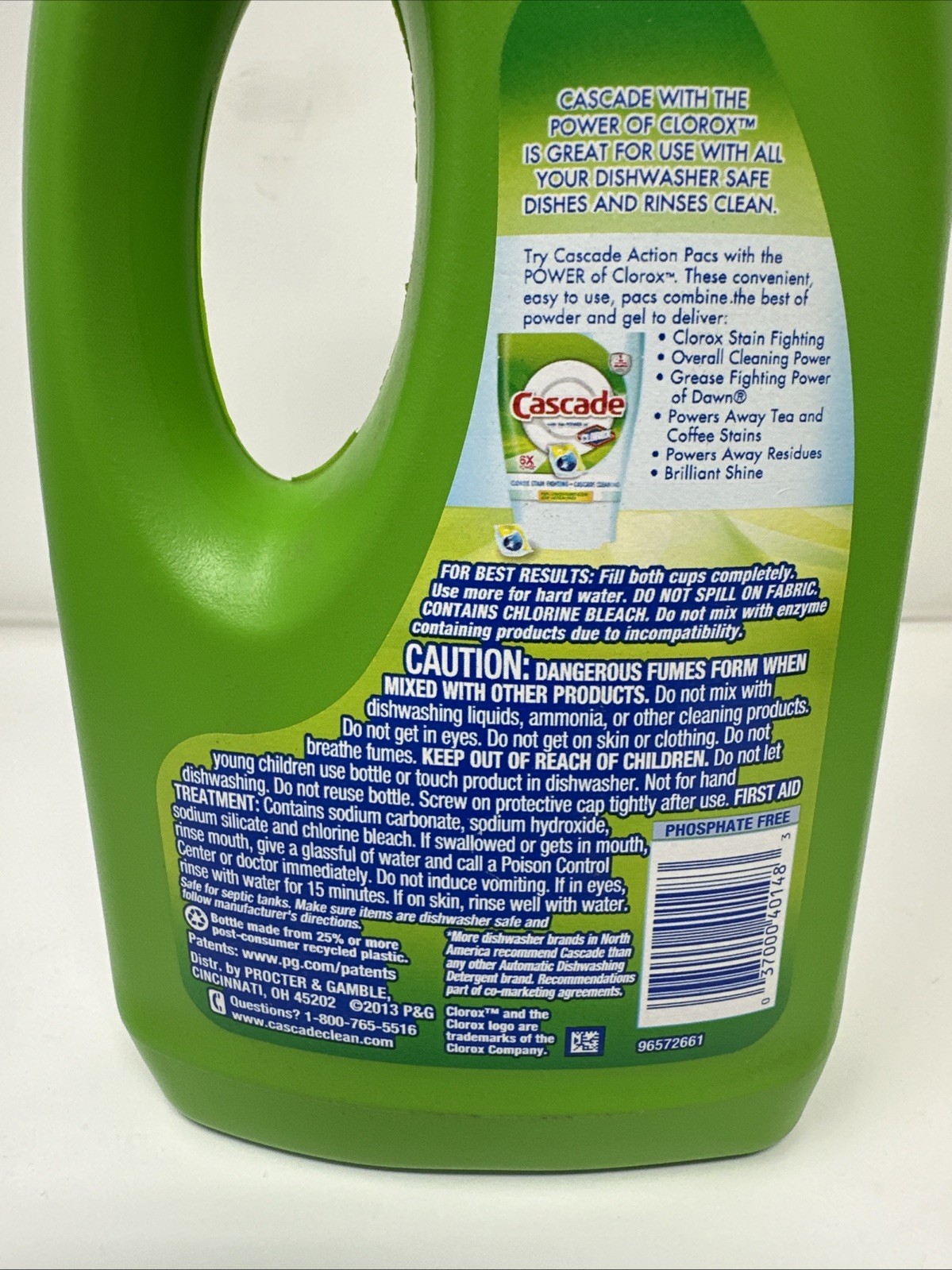 1x Cascade Dishwashing Gel Lemon Scent 45oz Clorox Stain Fighting Cleaning