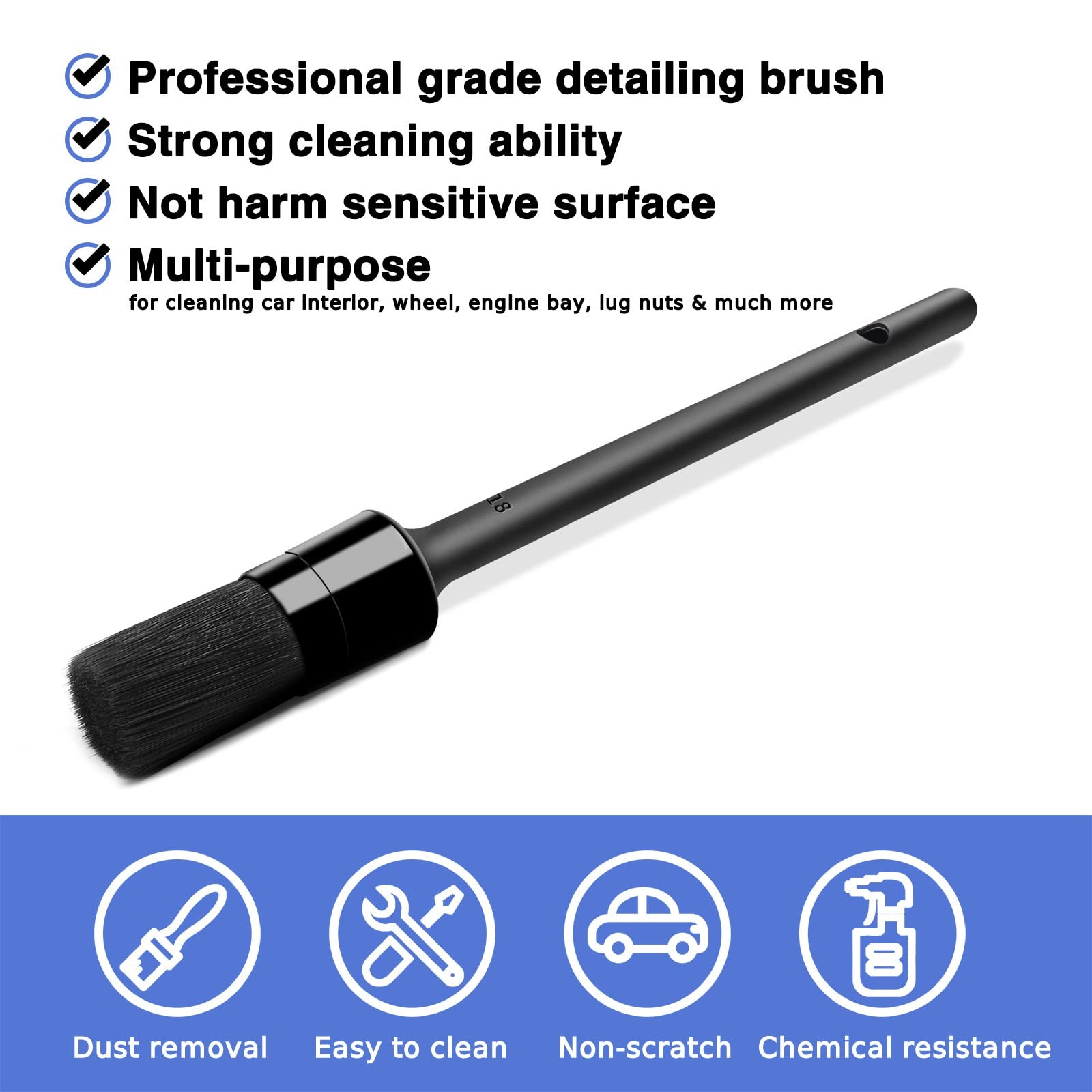 Car Detailing Brush Set Soft Wire 9pcs Interior Dash Engine Leather Clean Kit