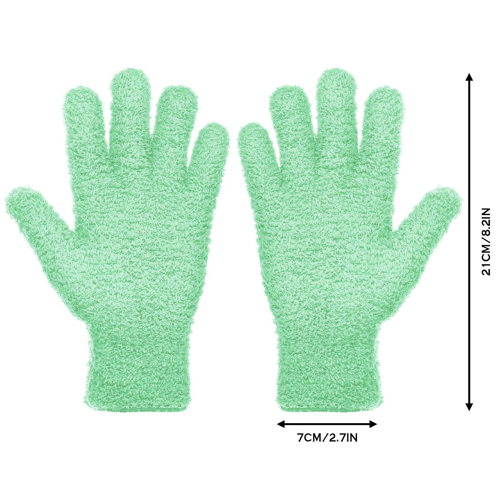 Patelai 2 Pairs Microfiber Gloves for Large (2 Pairs), Blue, Grass Green