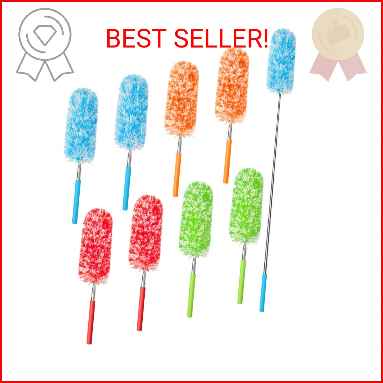 Tanlade 8 Pcs Microfiber Feather Duster for Cleaning 13-31 Inch Extendable Cobwe