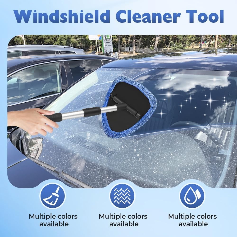 Car Windshield Cleaning Tool, Microfiber Wand Window Cleaner Kit for Auto Glass