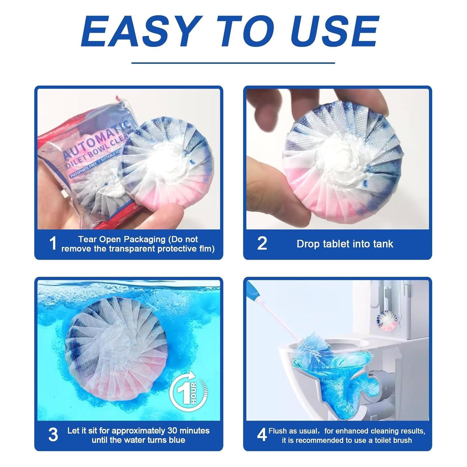 Automatic Toilet Bowl Cleaner Tablets Deodorizing Toilet Tank Cleaning Blocks