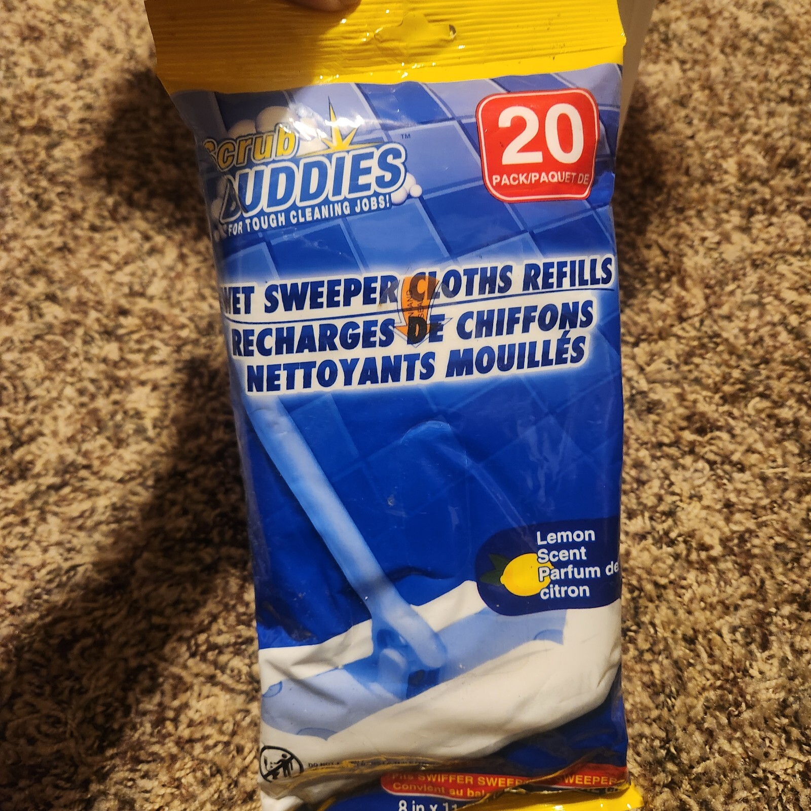 SCRUB BUDDIES Lemon Scent Wet Mop Sweeper Cloths Refills 20 Ct Pack 8″ X 11.5″