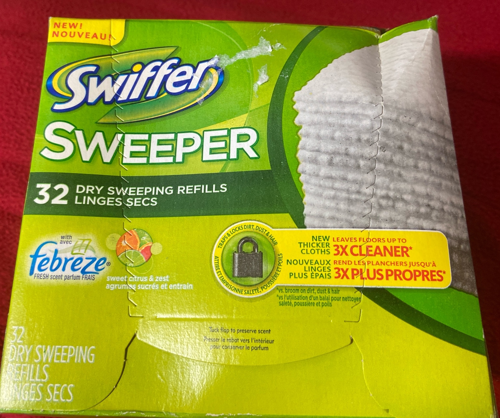 Swiffer Sweeper Dry Sweeping Cloth Refills Febreze Sweet Citrus & Zest 32 Count