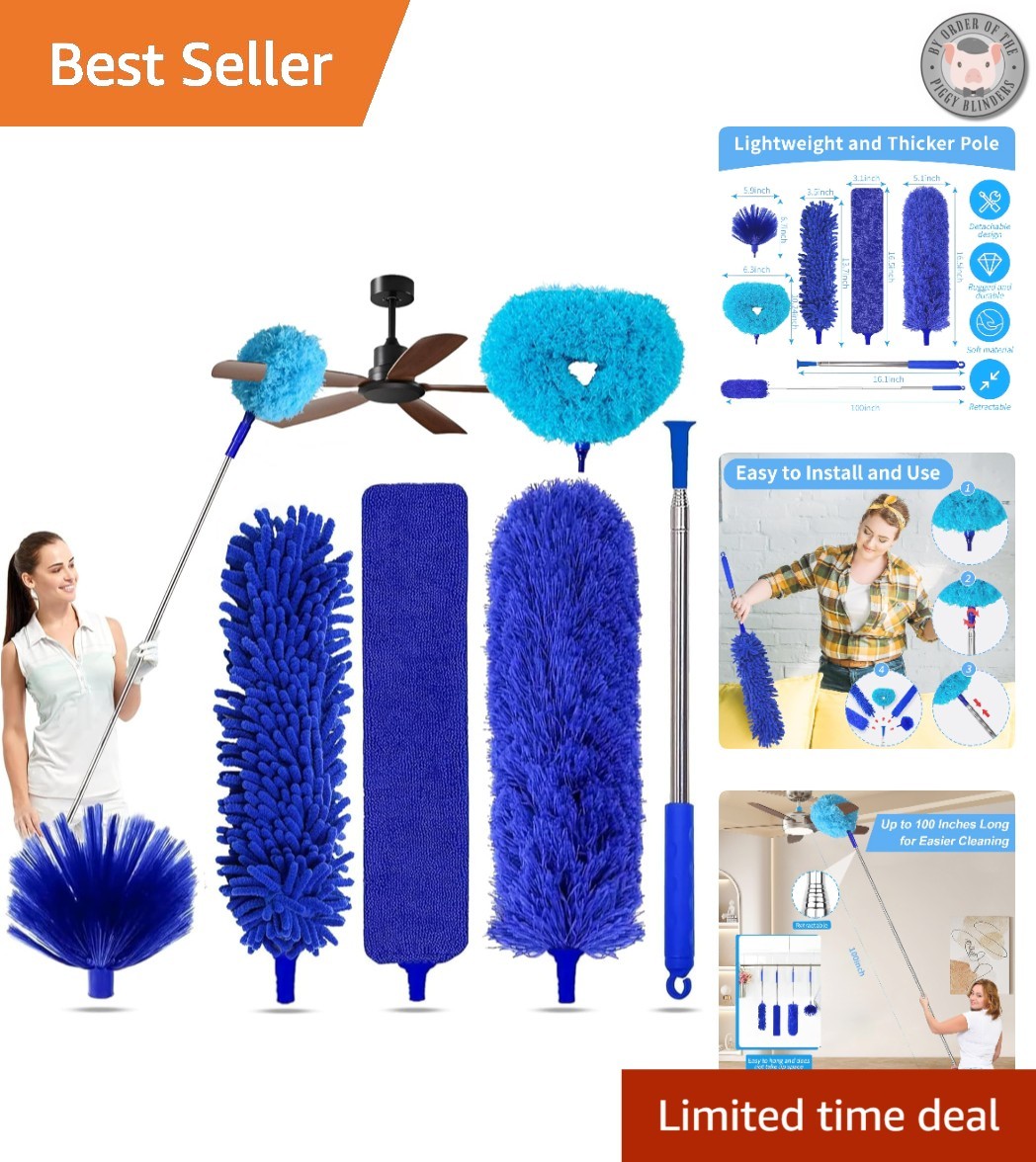 6-in-1 Duster with Stainless Steel Pole – Scratch-Resistant & Bendable