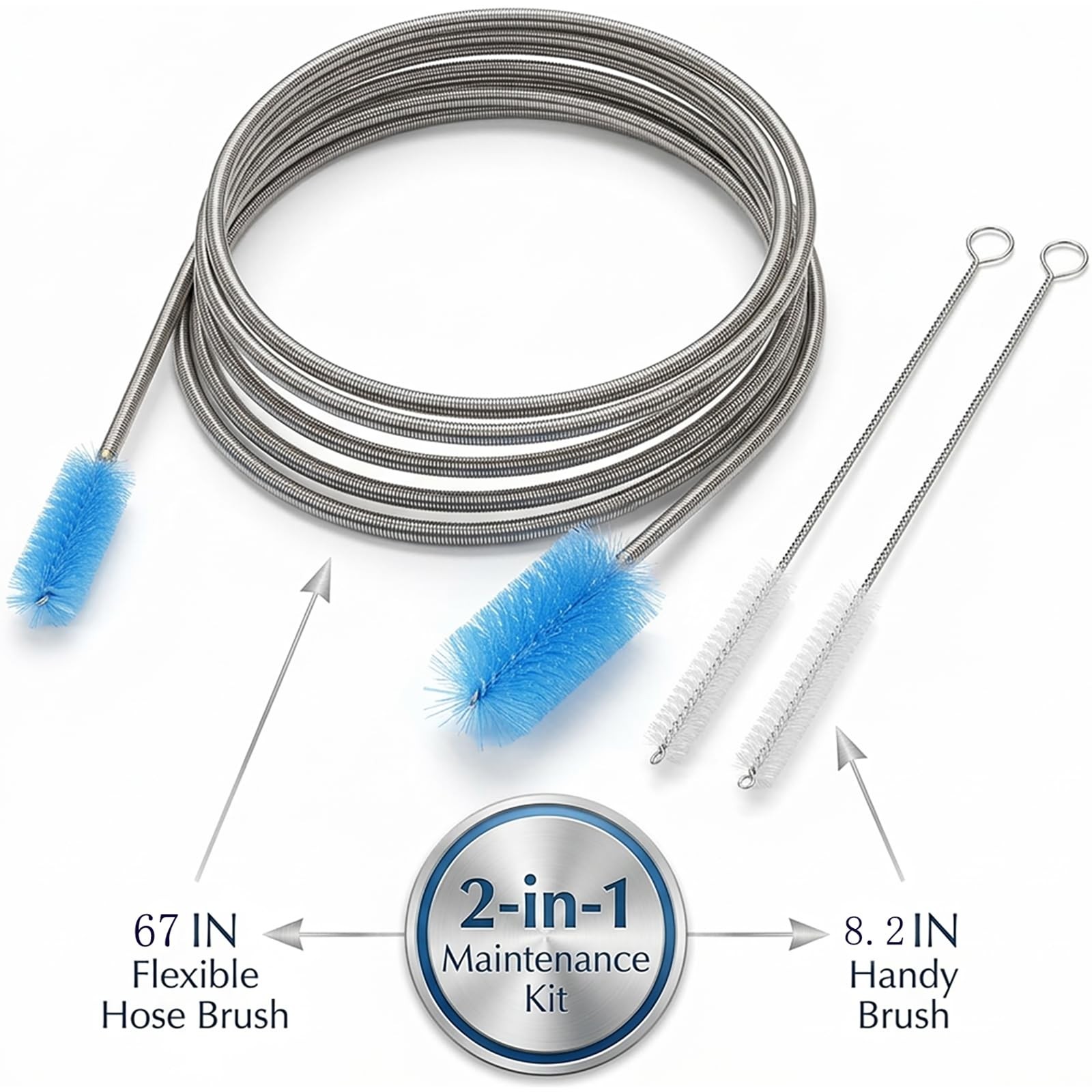 67″ Flexible Drain Brush Set, Double Ended Long Hose Pipe Cleaner with 2 Pcs …