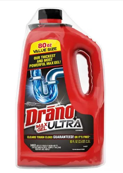 Drano Max Ultra Gel 80 oz., 2Packs Safe For All Pipes.
