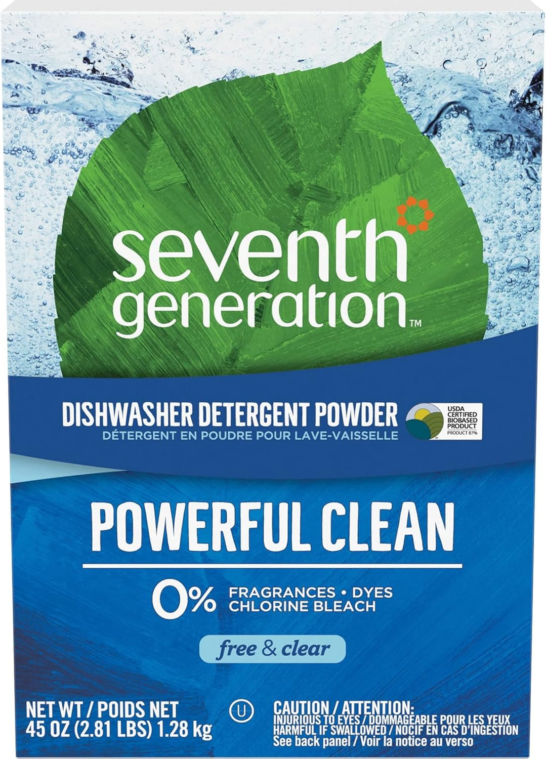 Dishwasher Detergent Powder, Free & Clear, 45 Oz