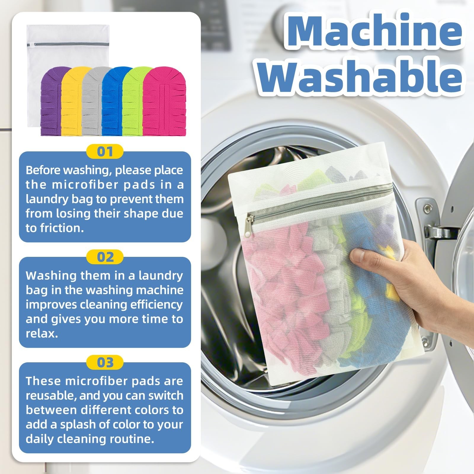 6 PCS Washable Fleece Duster Refills for Swiffer, 360° Cleaning Tool Set, Handle