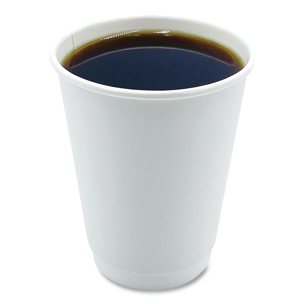 Boardwalk DW12HCUP 12 oz Double-Walled Paper Hot Cups – White (500/Carton) New
