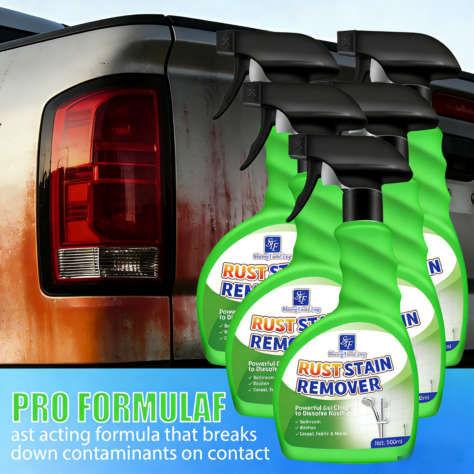 2026 Upgraded Rust Limescale Remover Spray, Fast Stain Dissolve, Safe Multi-Surf