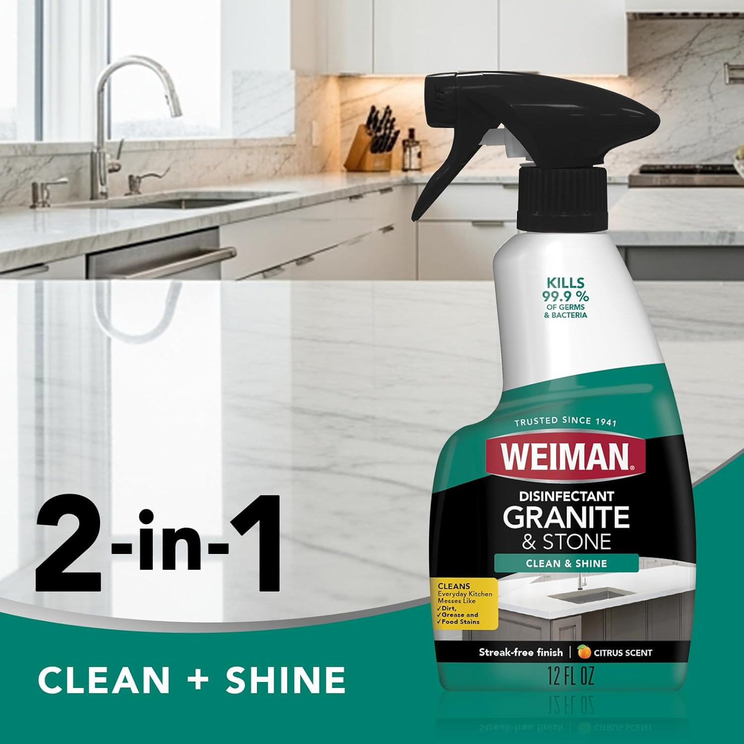 Weiman Granite Cleaner and Polish – 12 Fluid Ounce – Enhances Natural Color In