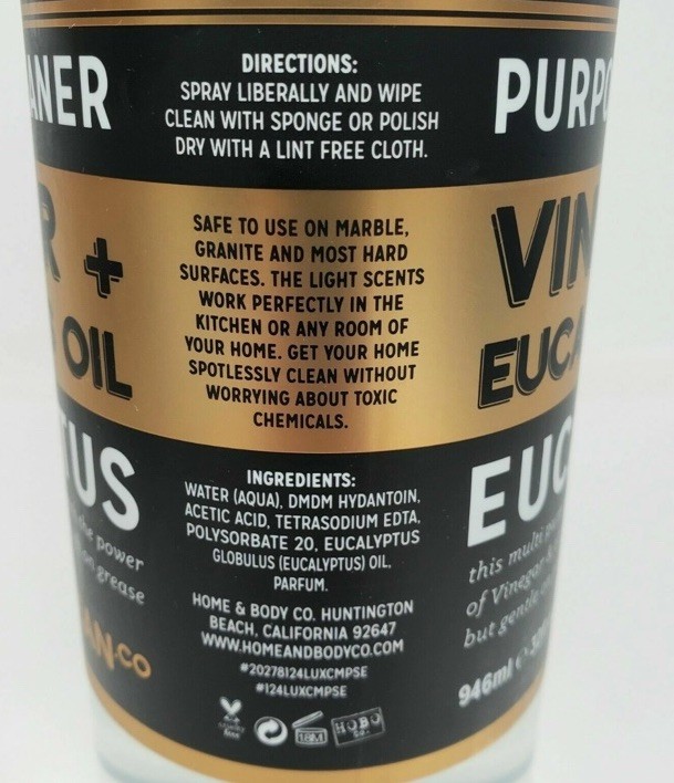 2 Lux Clean Vinegar & Eucalyptus Oil No 1 Multi Purpose Spray Cleaner 32 fl oz
