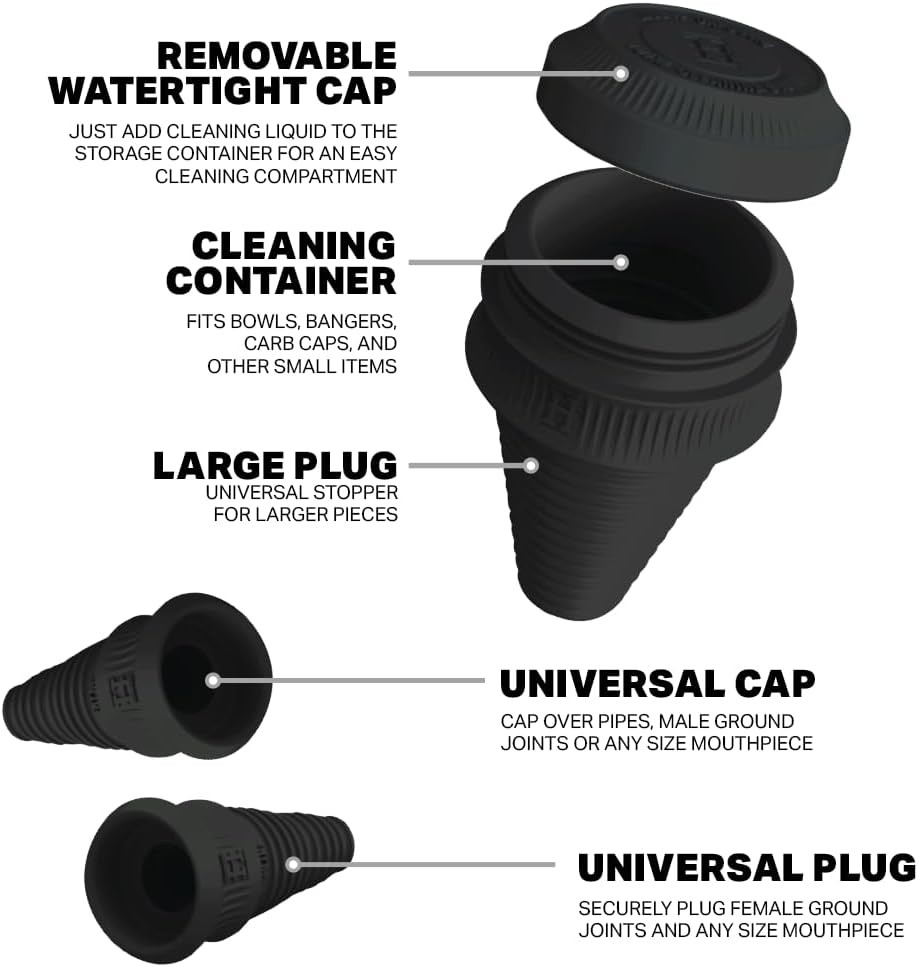 HEMPER Cleaning Plugs + Caps PRO – Silicone Stoppers & Cleaning Container for…