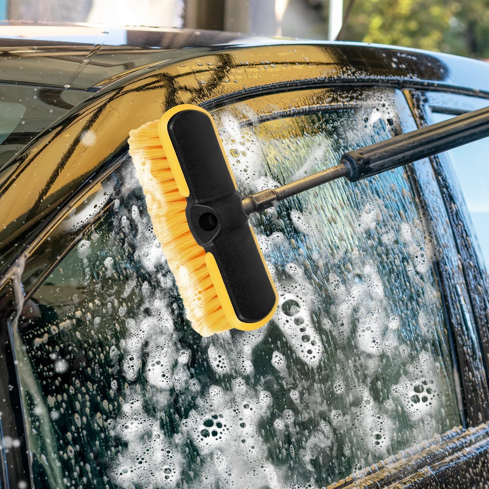 10″ Car Wash Brush Head – Scrub Attachment for Long Handle Pole, Outdoor Cleanin