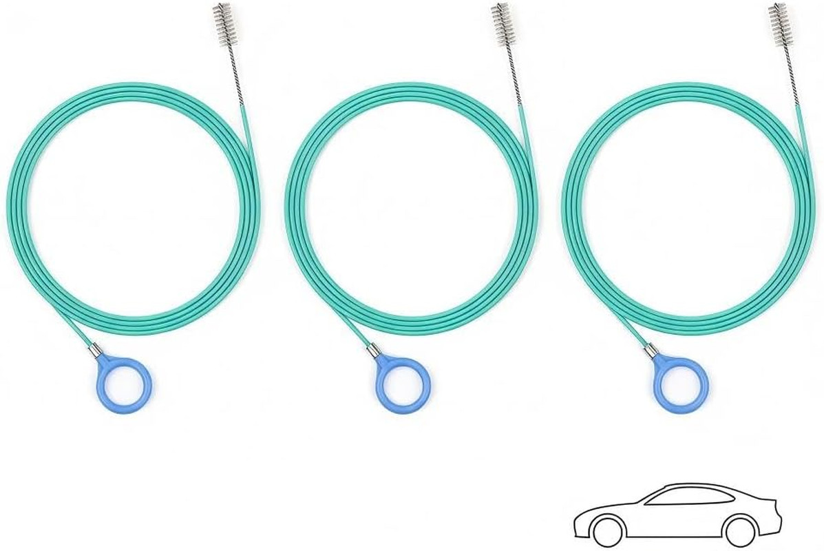 118Inch Roof Drain Cleaning Tool, Flexible Pipe Cleaner with 2 Brushes for Car