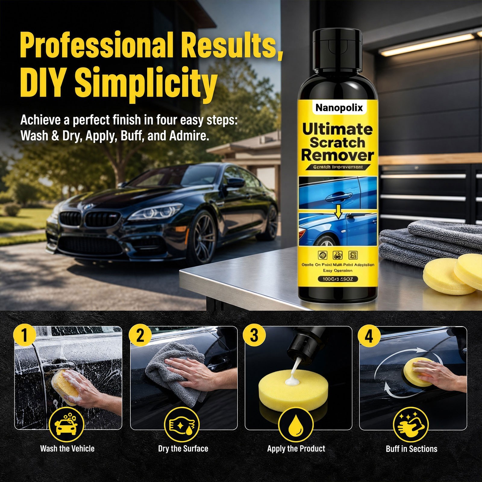 2Pcs NanoPolix Car Scratch Remover – All Surface Auto Scratch Repair & Polish