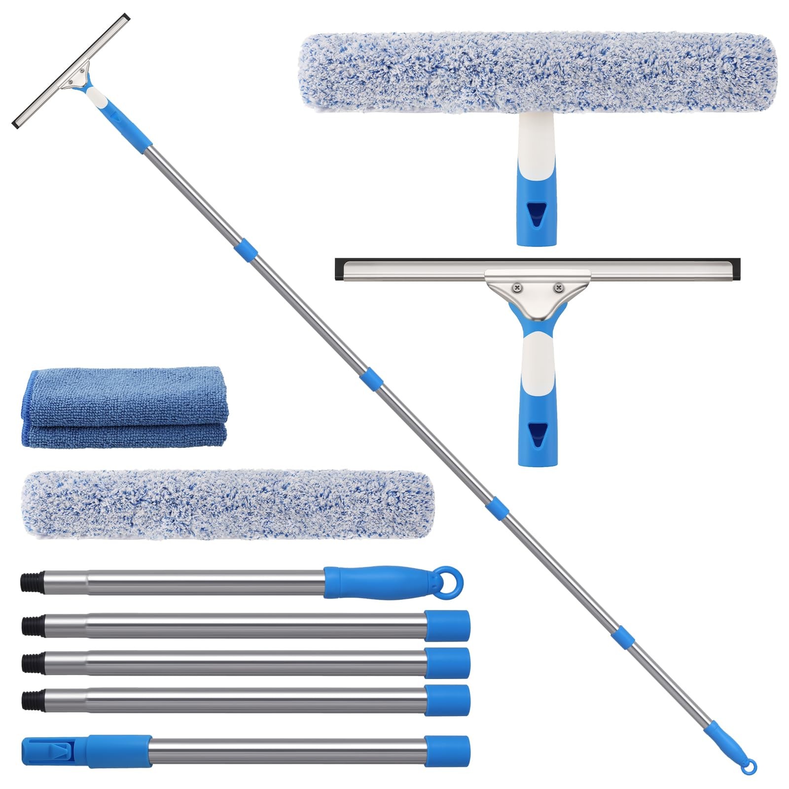 Professional Squeegee Window Cleaner Tool W/ Extension Pole Washing Kit 77″