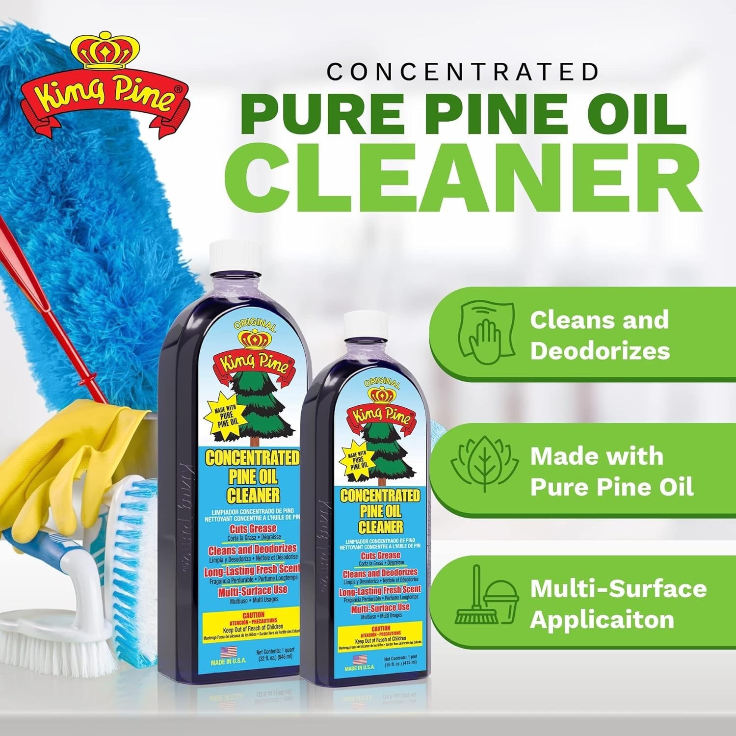 16 Fl Oz Industrial Strength Pine Oil Cleaner for Tough Grease and Odors