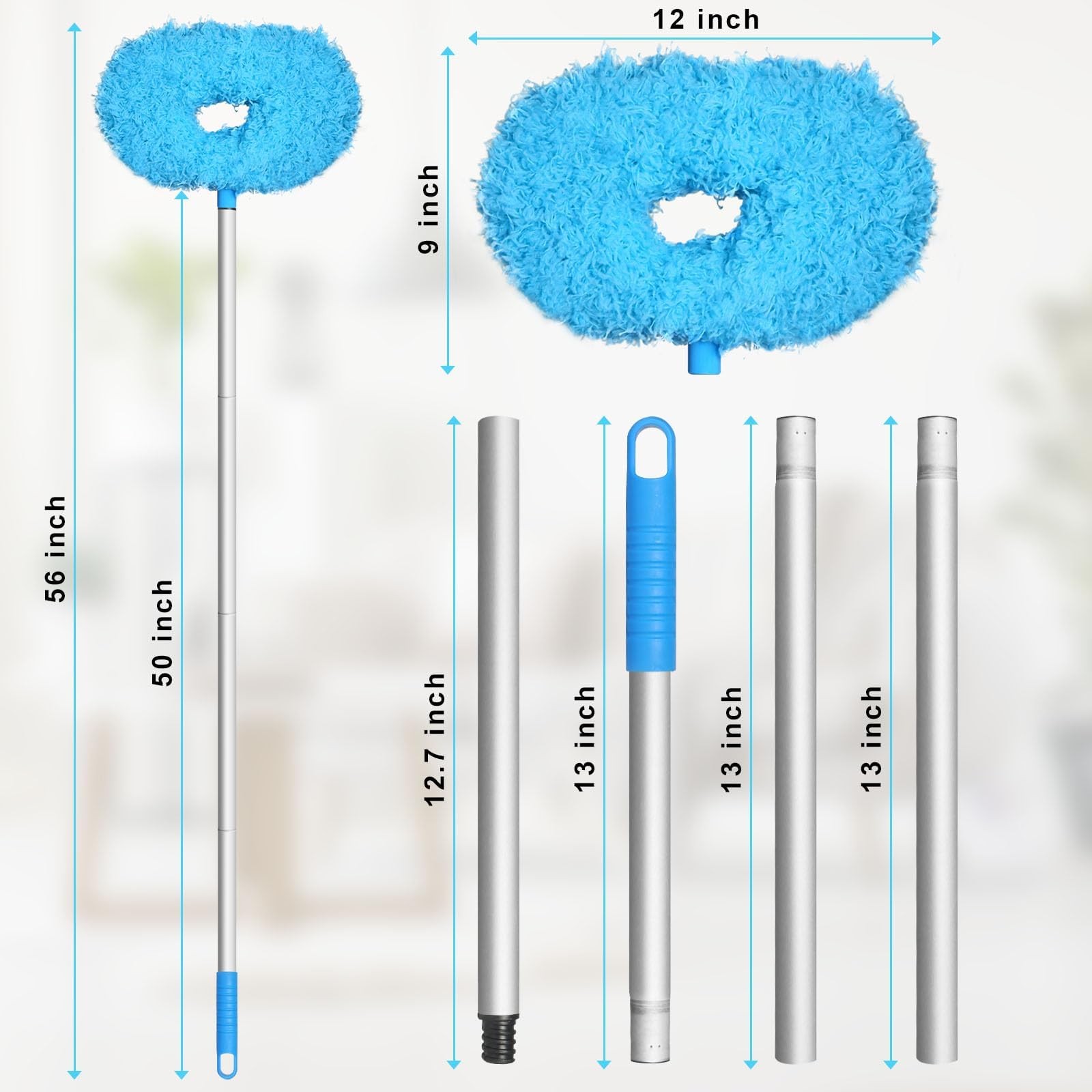 2Pack Ceiling Fan Duster with Extension Pole, 13-49.7 Inches Adjustable and R…