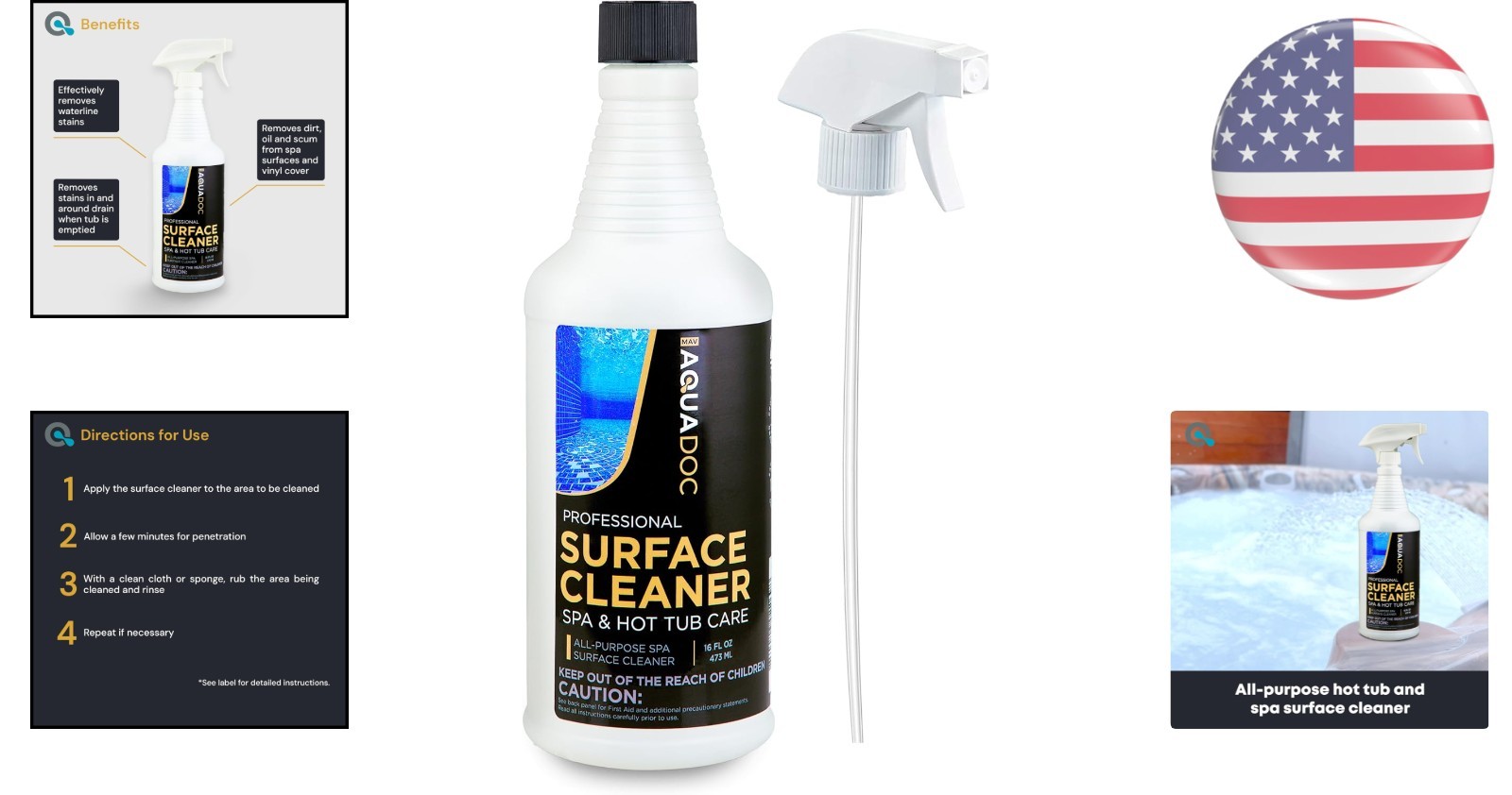 All-Purpose Hot Tub Cleaner Spray 16oz – Effective Fiberglass Surface Care