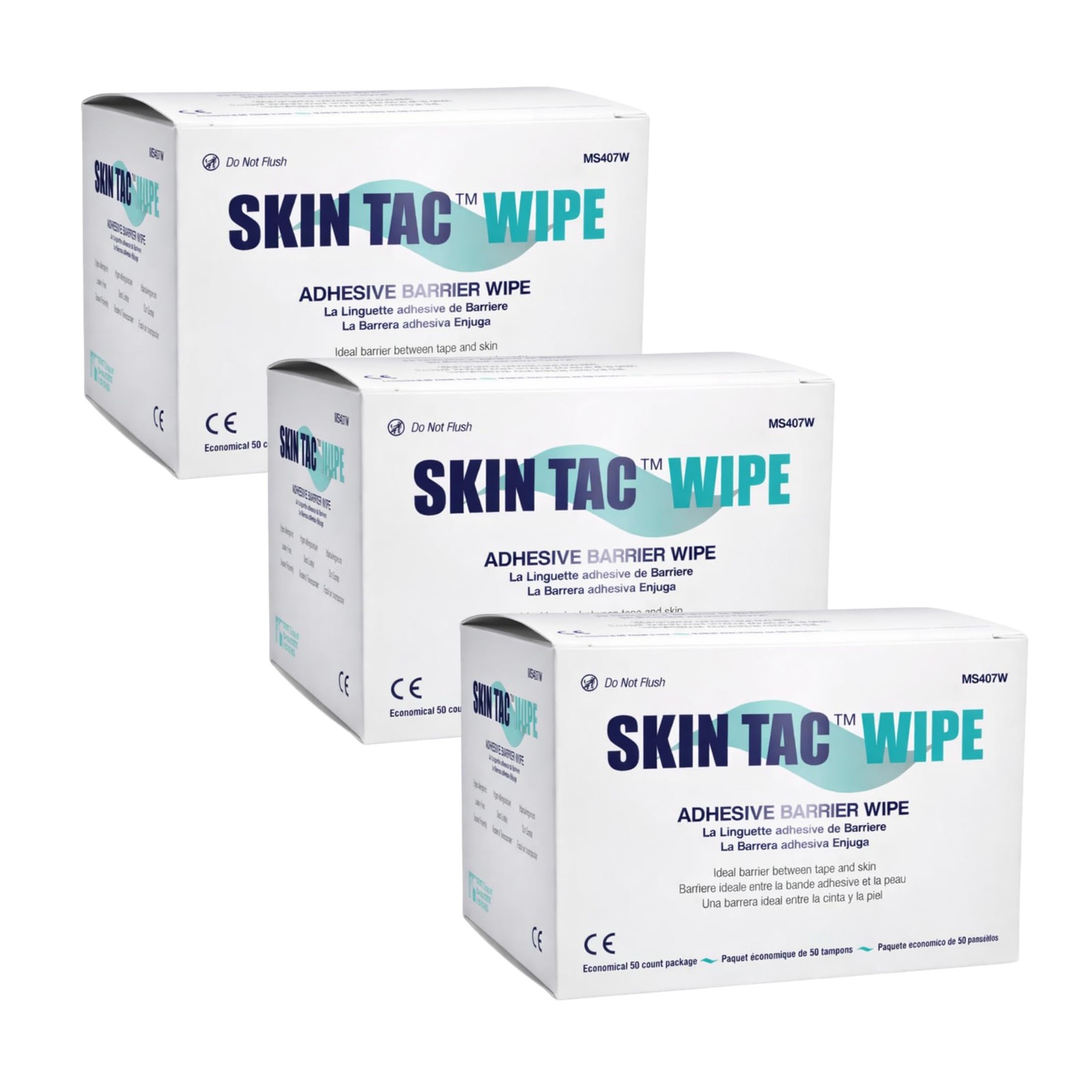 Skin-TacTM Adhesive Barrier Wipes (50 Count), 3-pack