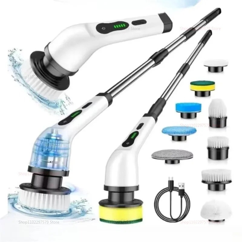 9-in-1 Electric Spin Scrubber Cordless Shower Brush w/ Extension Handle