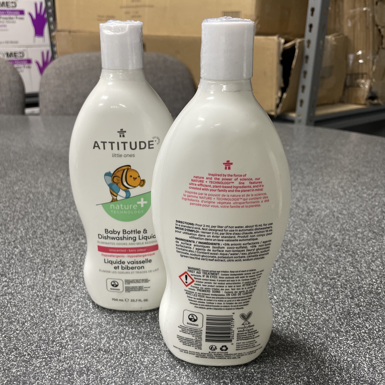 (2) ATTITUDE Liquid Dishwashing Soap for Baby, Hypoallergenic 23.7oz Bottles