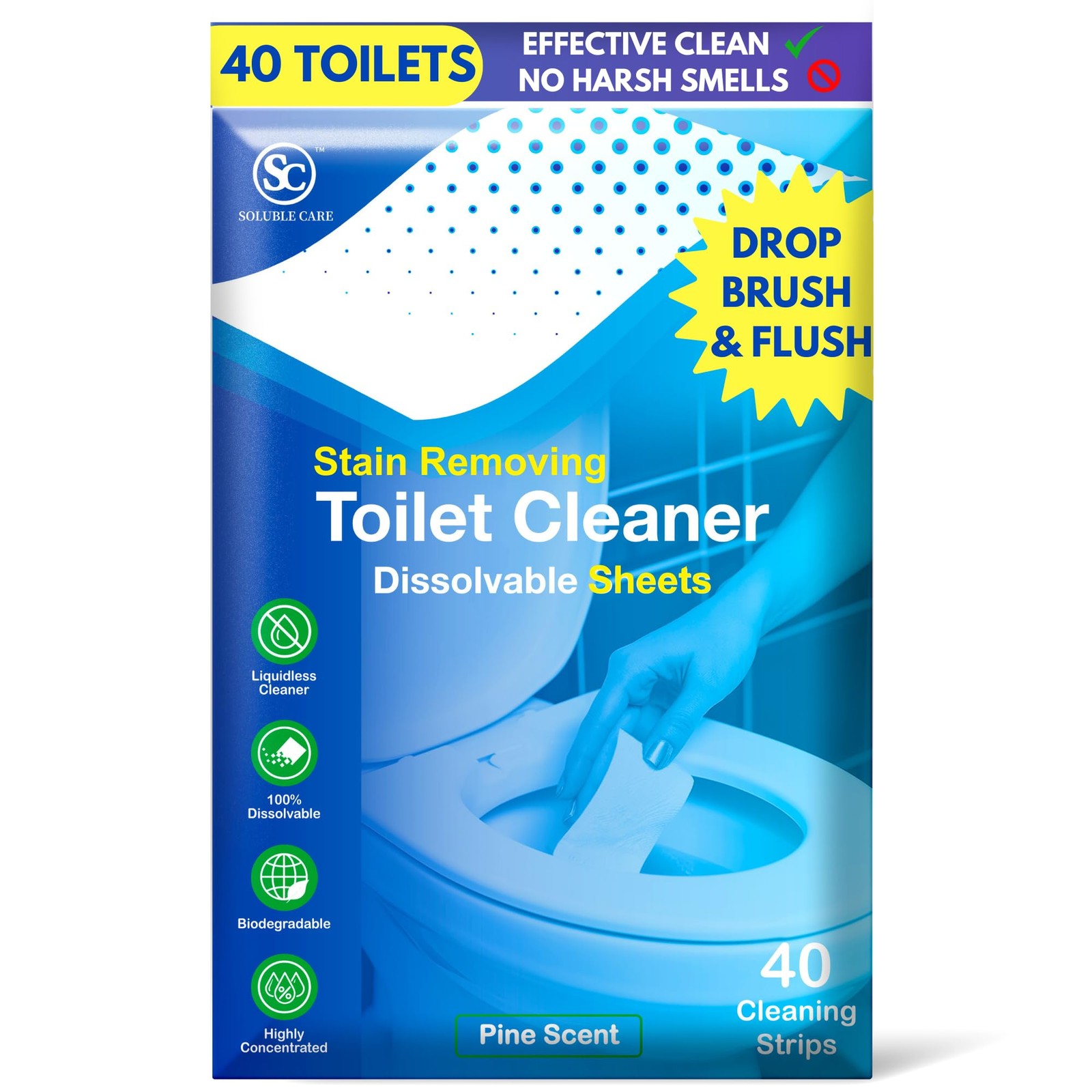 : Dissolvable Toilet Bowl Cleaner Sheets (No Bottles, Easy Clean, Quick-Disso…