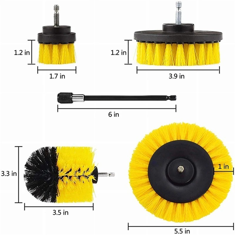 3 Piece Drill Brush Set + 11 Piece Drill Brush Attachment + Carry Bag SHIPS FREE