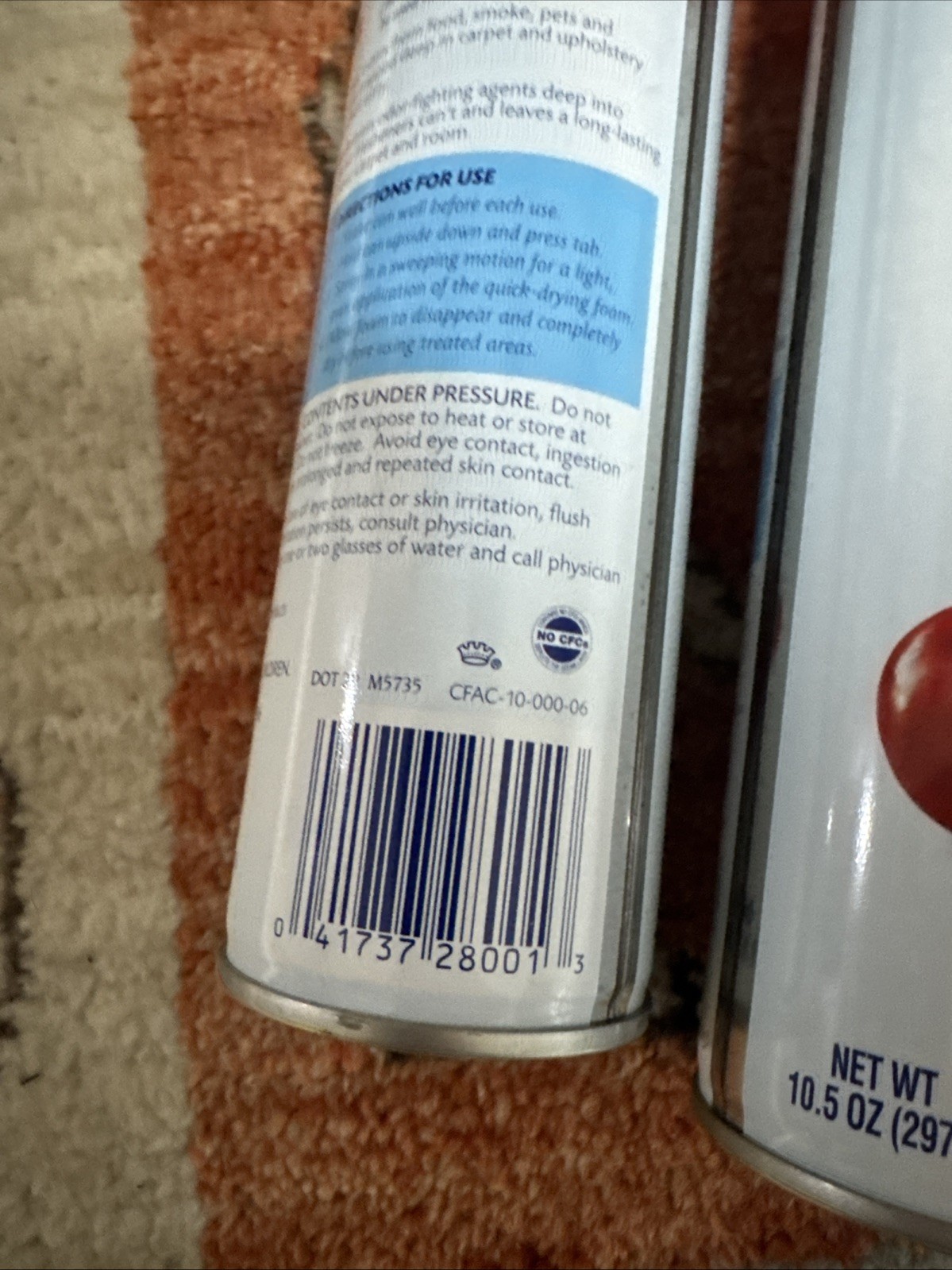 Carpet Fresh Apple Cinnamon Quick Dry 2 PACK Foam NOS Discontinued , 10.5oz