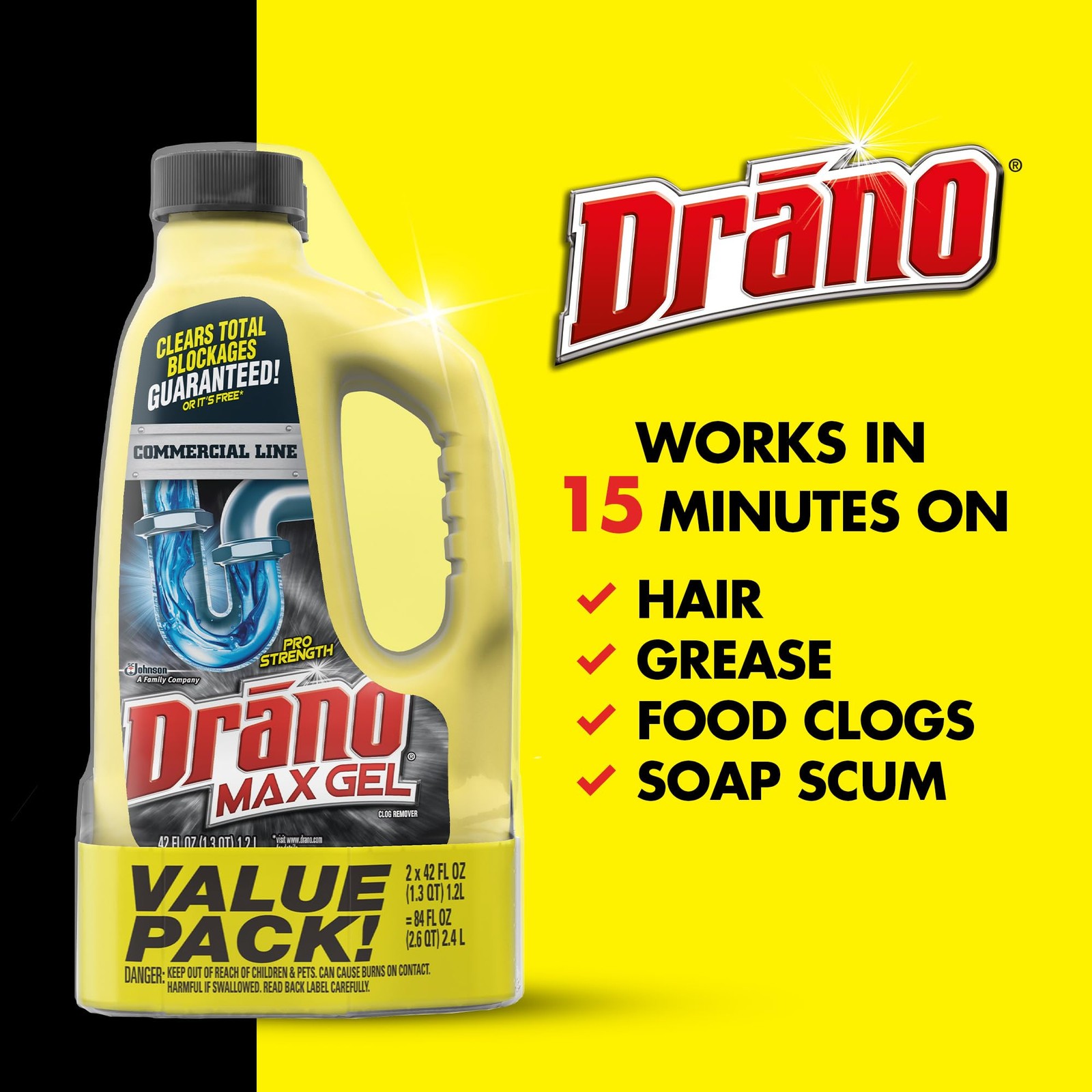 Drano Max Gel Drain Clog Remover and Cleaner for Shower or Sink Drains, Uncl…