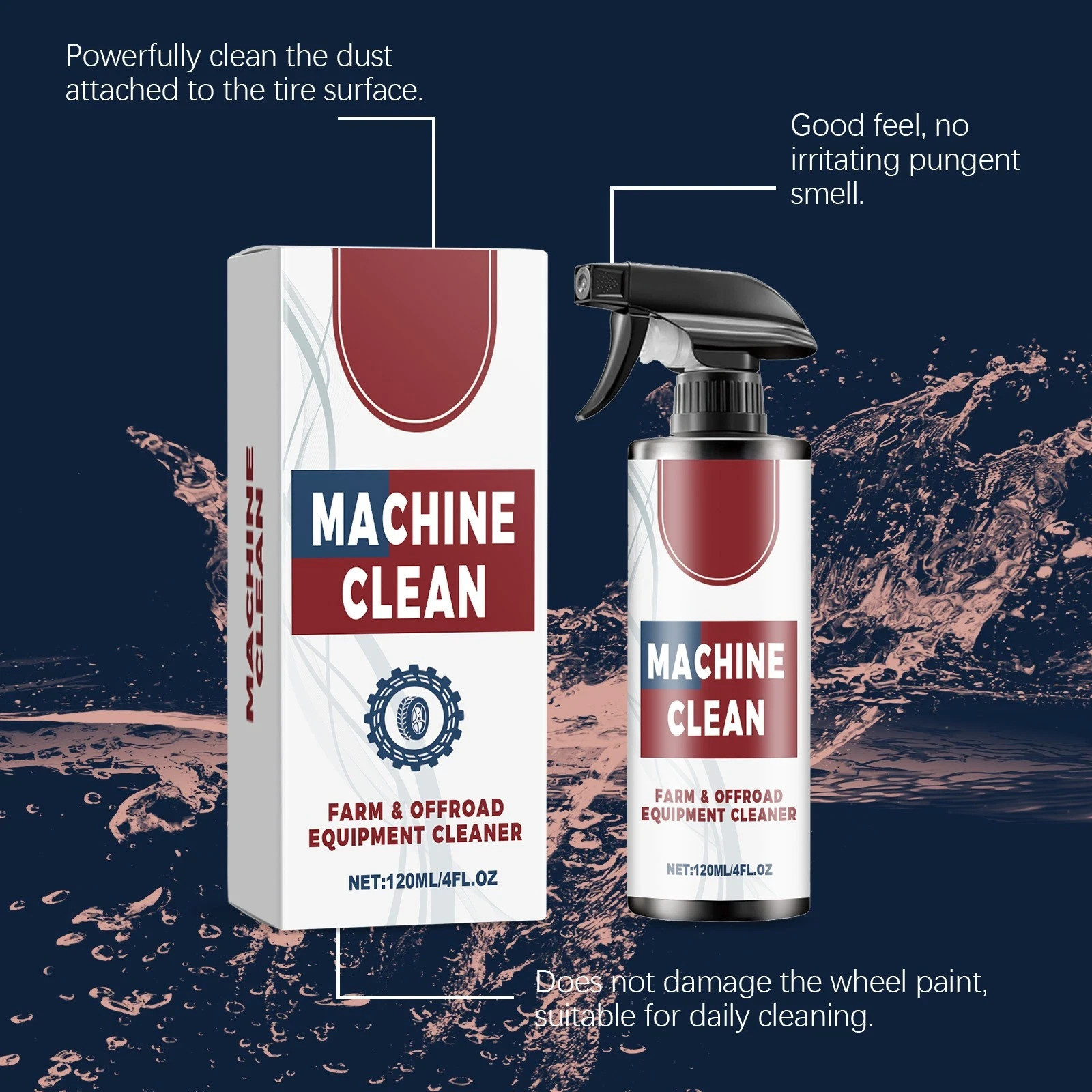 1~3x Heavy-Duty Outdoor All Purpose Cleaner, Machine Clean Spray 120ml
