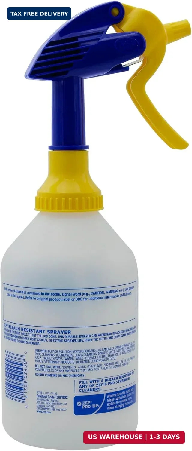 Zep New Bleach Resistant Professional Sprayer 2.0 Bottle 32 Ounces – 30 Foot Spr