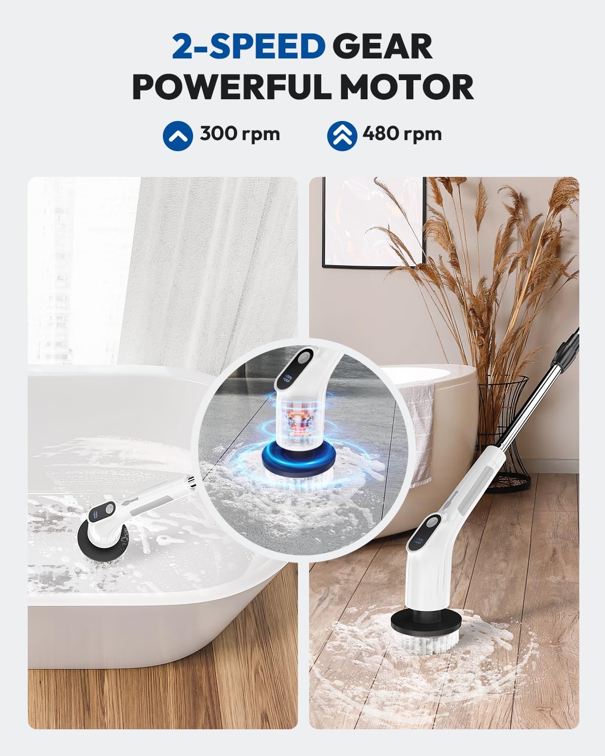 Electric Spin Scrubber for Cleaning – Upgraded Cordless Cleaning Brush Scrubb…