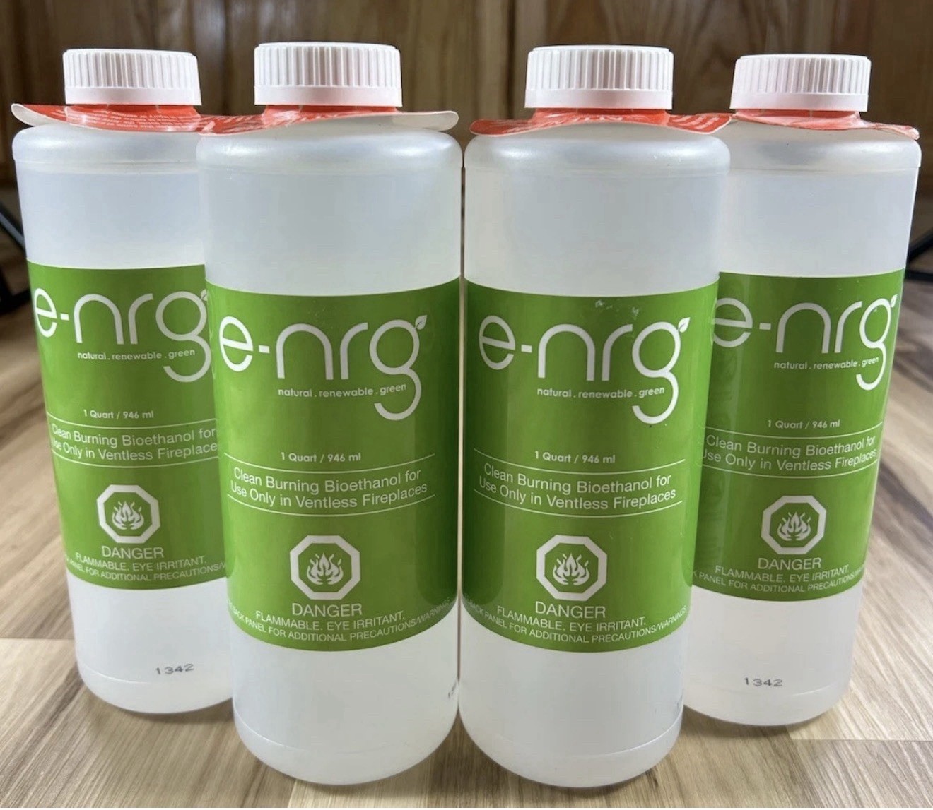 Lot of 4 E NRG Clean Burning Bioethanol For Ventless Fireplaces 1 Quart 32oz