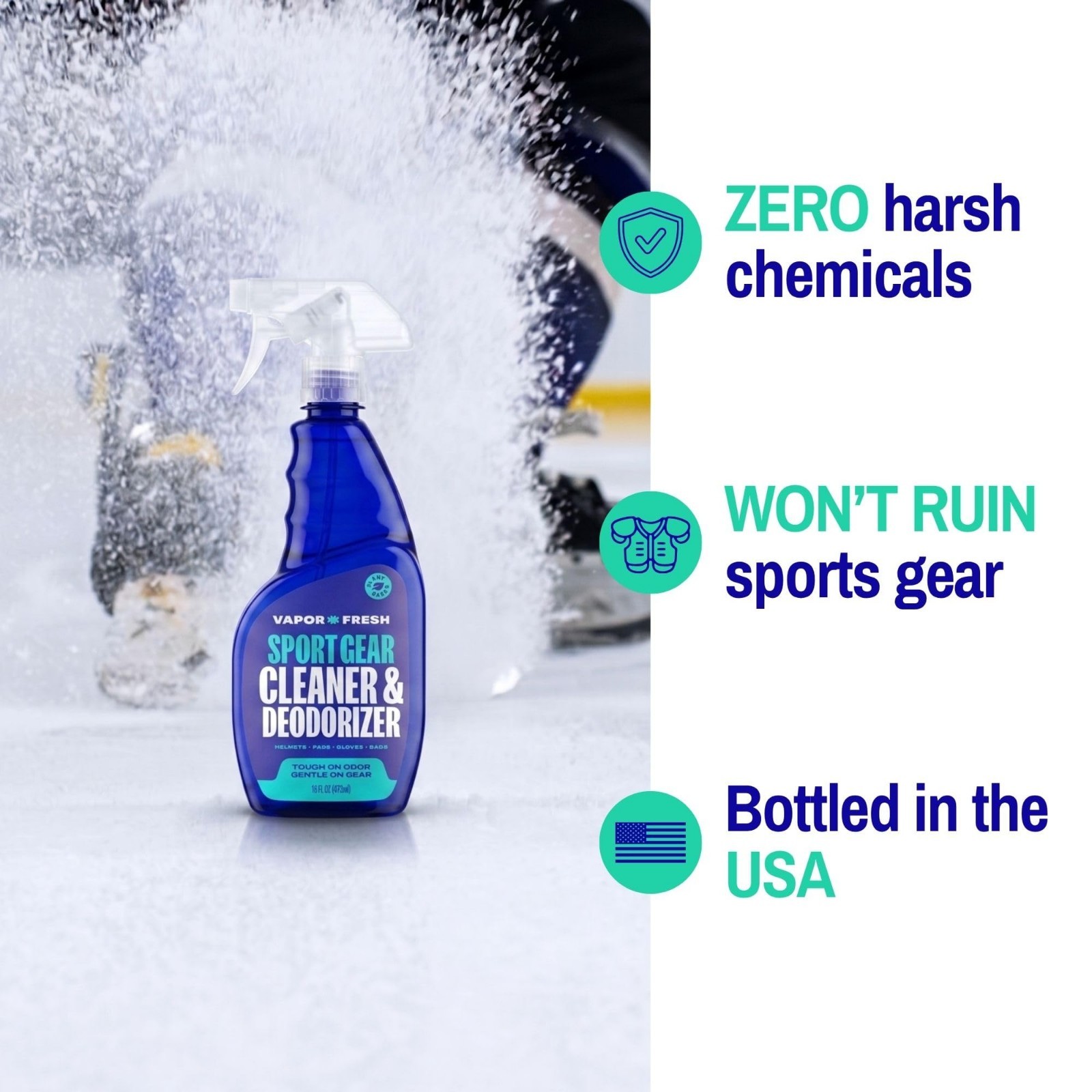 Sports Cleaner & Deodorizer for Gear, Gloves, Helmets, Gym Bags – 16oz (3-Pack)