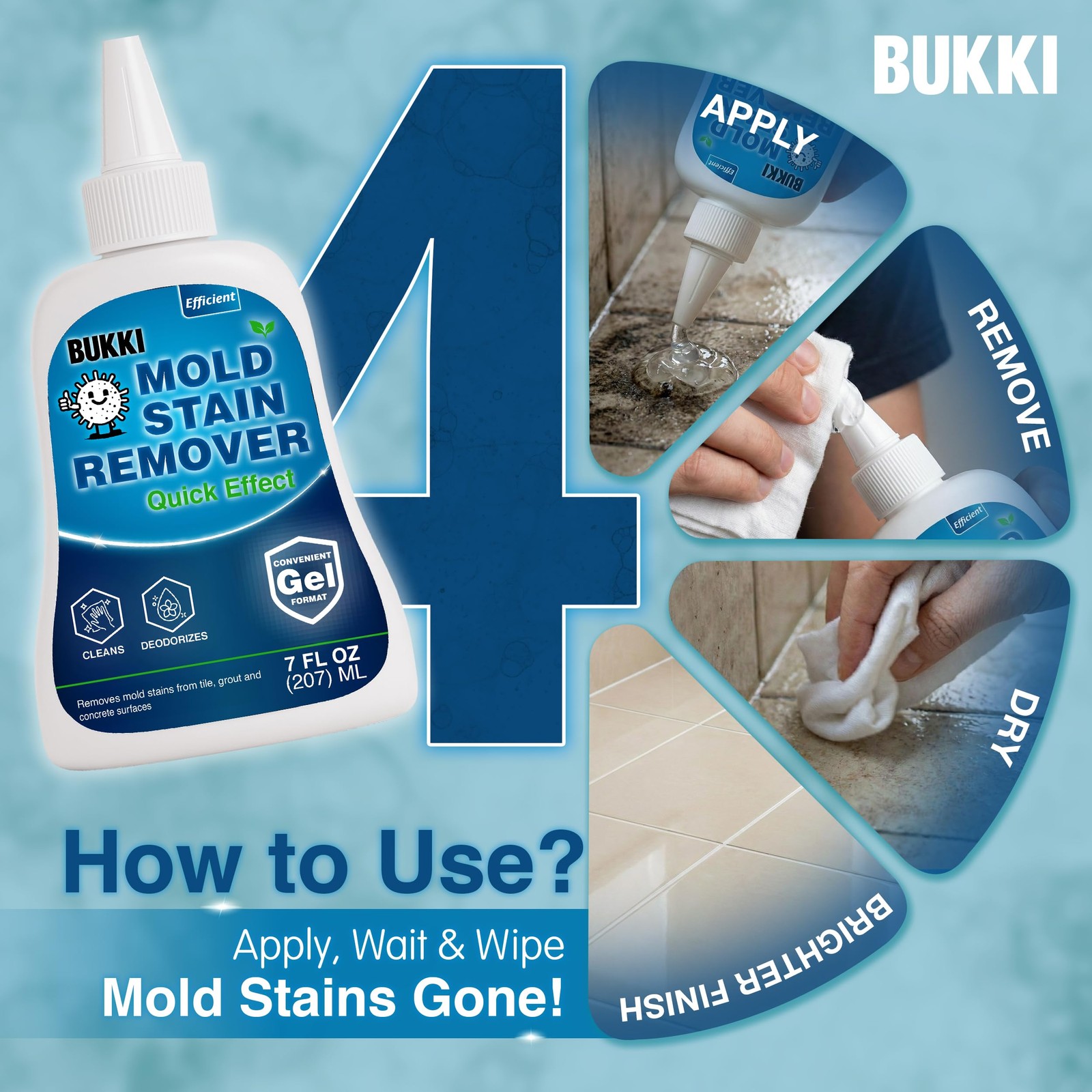 Professional Mold Stain Remover Gel (7 FL OZ) Heavy Duty Thick Gel for Shower