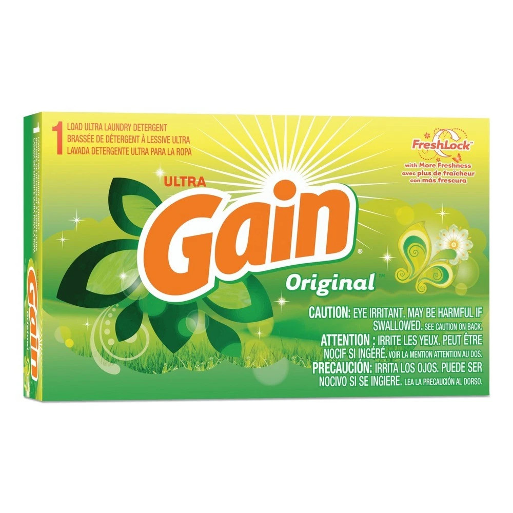 Gain 49338 Original Scent Powder Laundry Detergent 1.8 oz 156 Boxes/Carton New