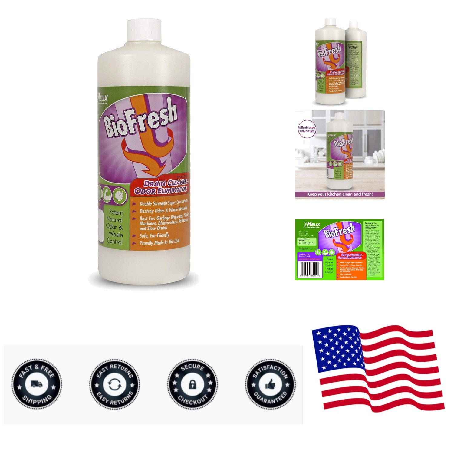 Double Strength 32oz Enzyme Drain Cleaner – Made in USA for Hassle-Free Cleaning