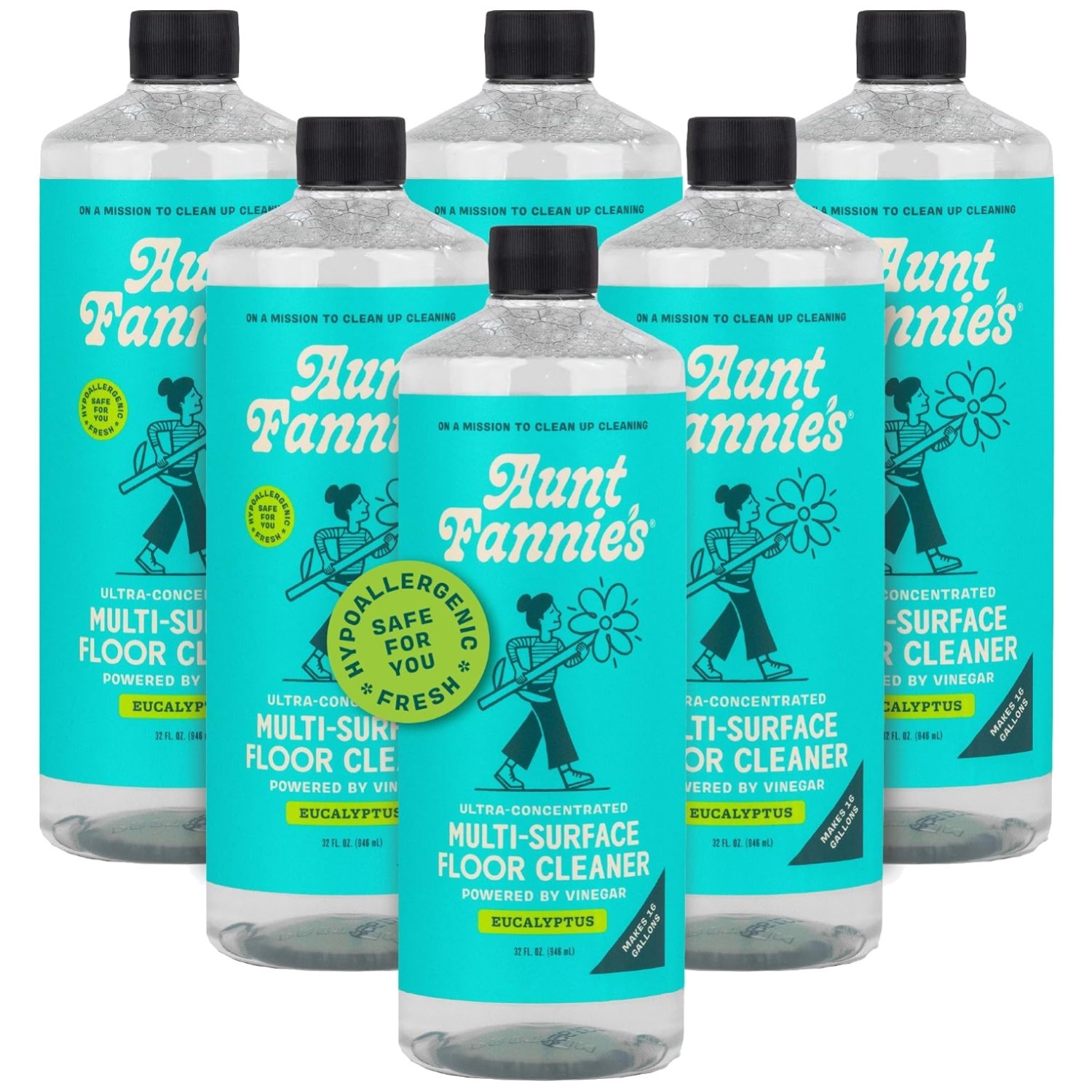 Eucalyptus Scented Vinegar Floor Cleaner – 32 oz (Pack of 6)