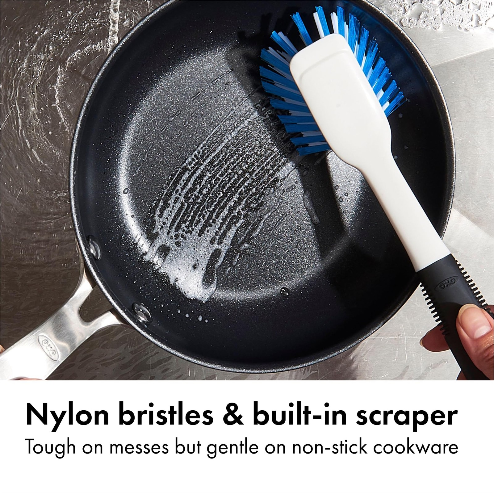 OXO Good Grips Dish Scrub Brush with Non-Slip Handle, Nylon Bristles