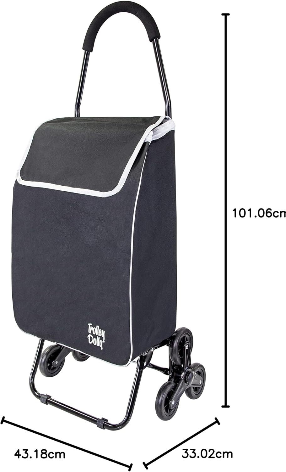 Trolley Dolly Black Foldable Shopping cart for Groceries w/Wheels &Removable Bag