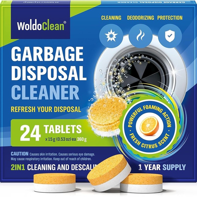 Garbage Disposal Cleaner Tablets Citrus Foam Odor Eliminator 24 Pack Fresh Sink