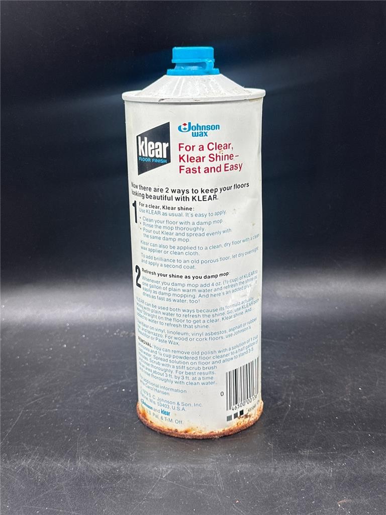 Vintage Klear Floor Finish Sc Johnson Wax 27 Oz Can 90% Full 1979