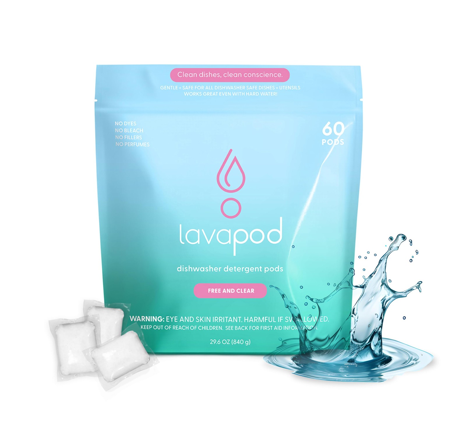 Natural Dishwasher Detergent Pods| Free and Clear (Unscented) Dish Tabs, Eco-…