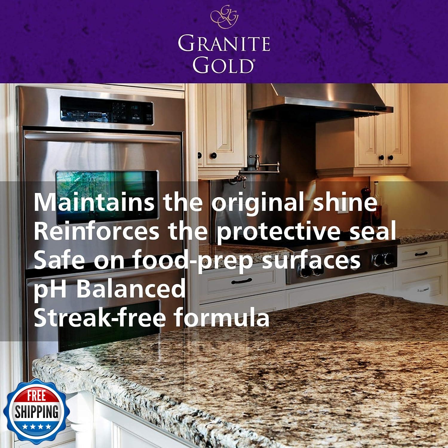 Granite Gold Polish Spray, Streak-Free Shine for Granite, Quartz, Marble, Tra