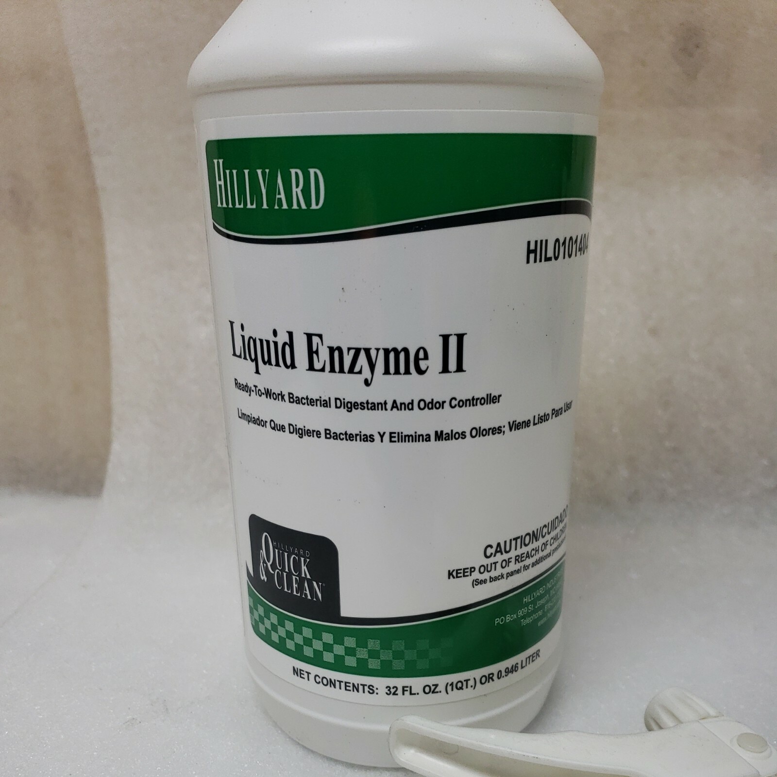 Hillyard LIQUID ENZYME ENVIRONMENTALLY SAFE Bacteria Digestant + Odor Control QT