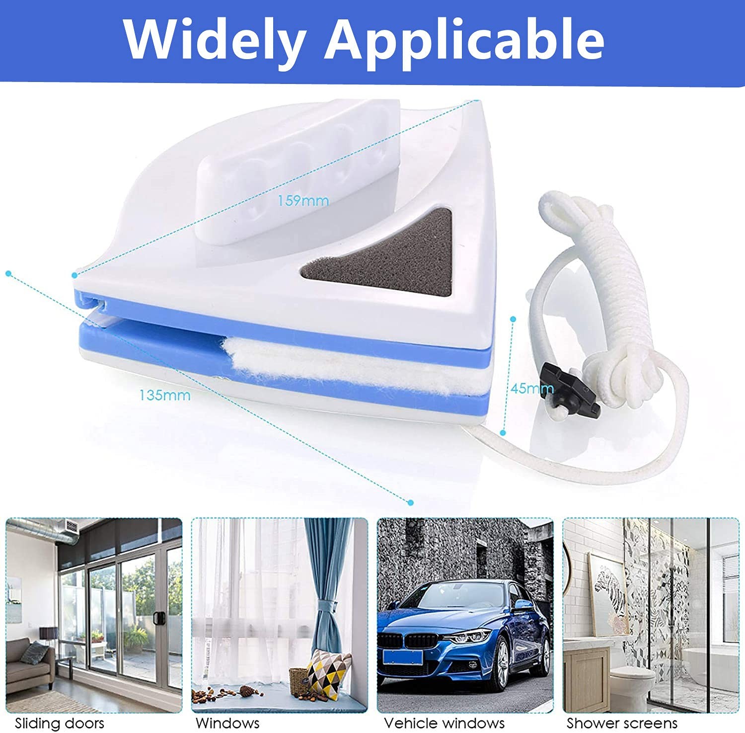 Magnetic Window Cleaner Tool Glass Wiper, Double Sided Cleaning Brush Tools